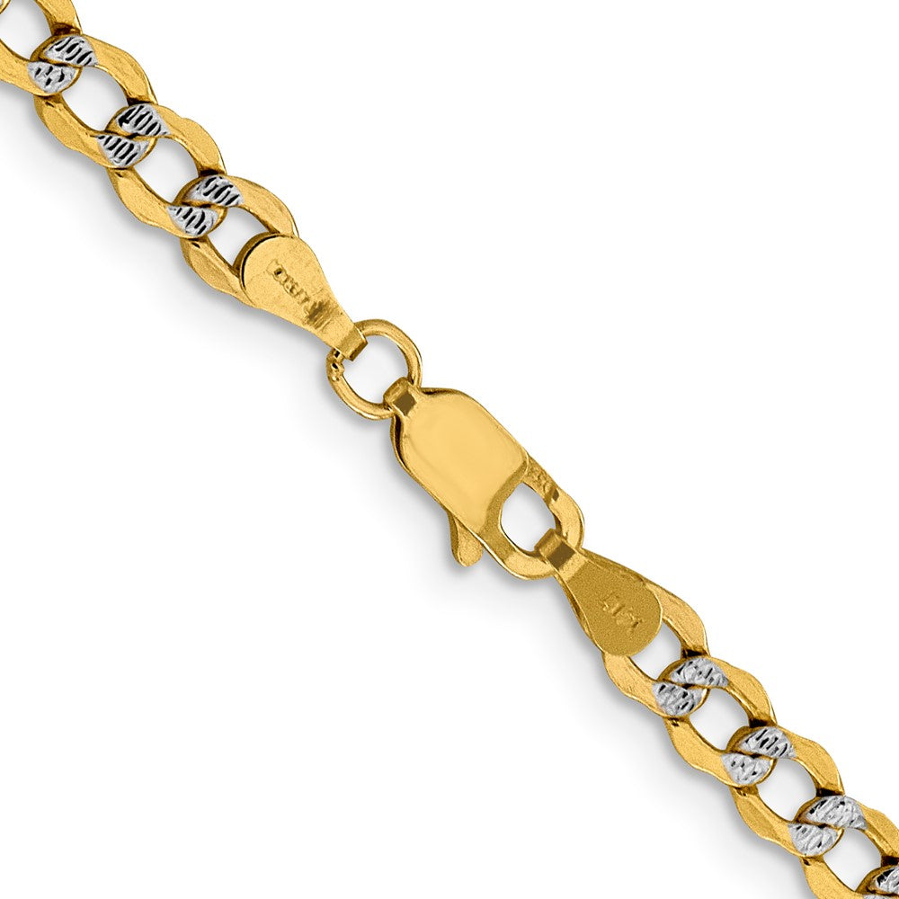 14K 16 inch 4.3mm Semi-Solid with Rhodium PavÇ Curb with Lobster Clasp Chain