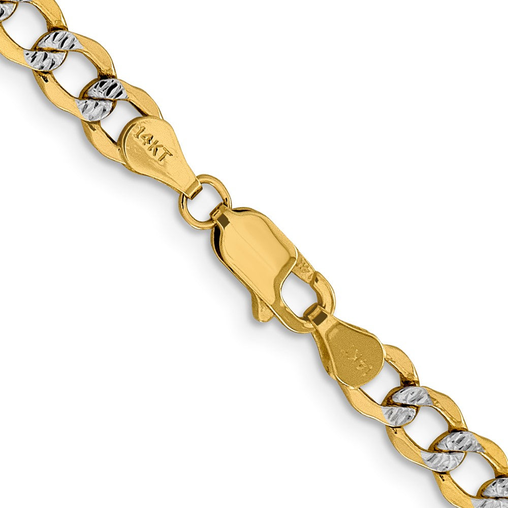 14K 20 inch 5.2mm Semi-Solid with Rhodium Pav√á Curb with Lobster Clasp Chain