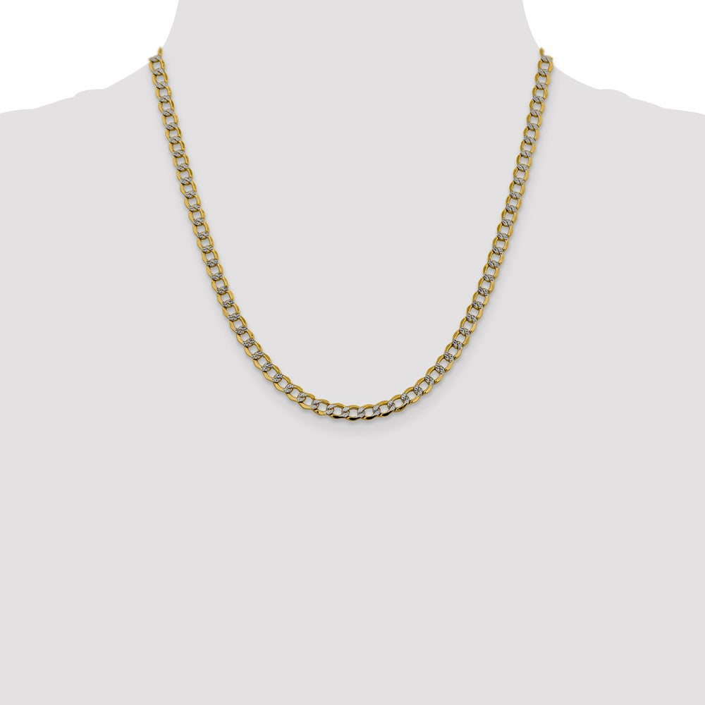 14K 20 inch 5.2mm Semi-Solid with Rhodium Pav√á Curb with Lobster Clasp Chain