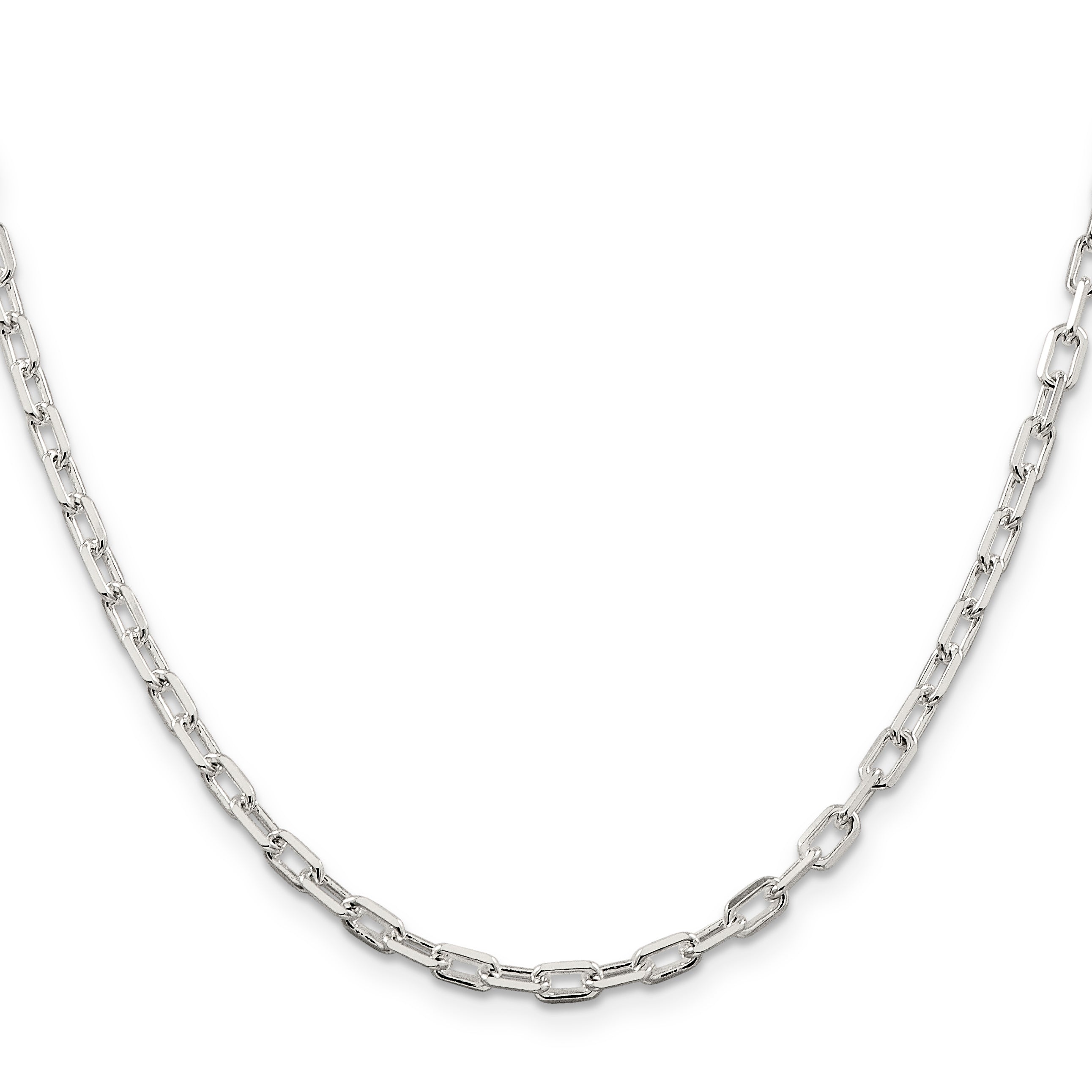 Sterling Silver 3.75mm Diamond-cut Long Link Cable Chain