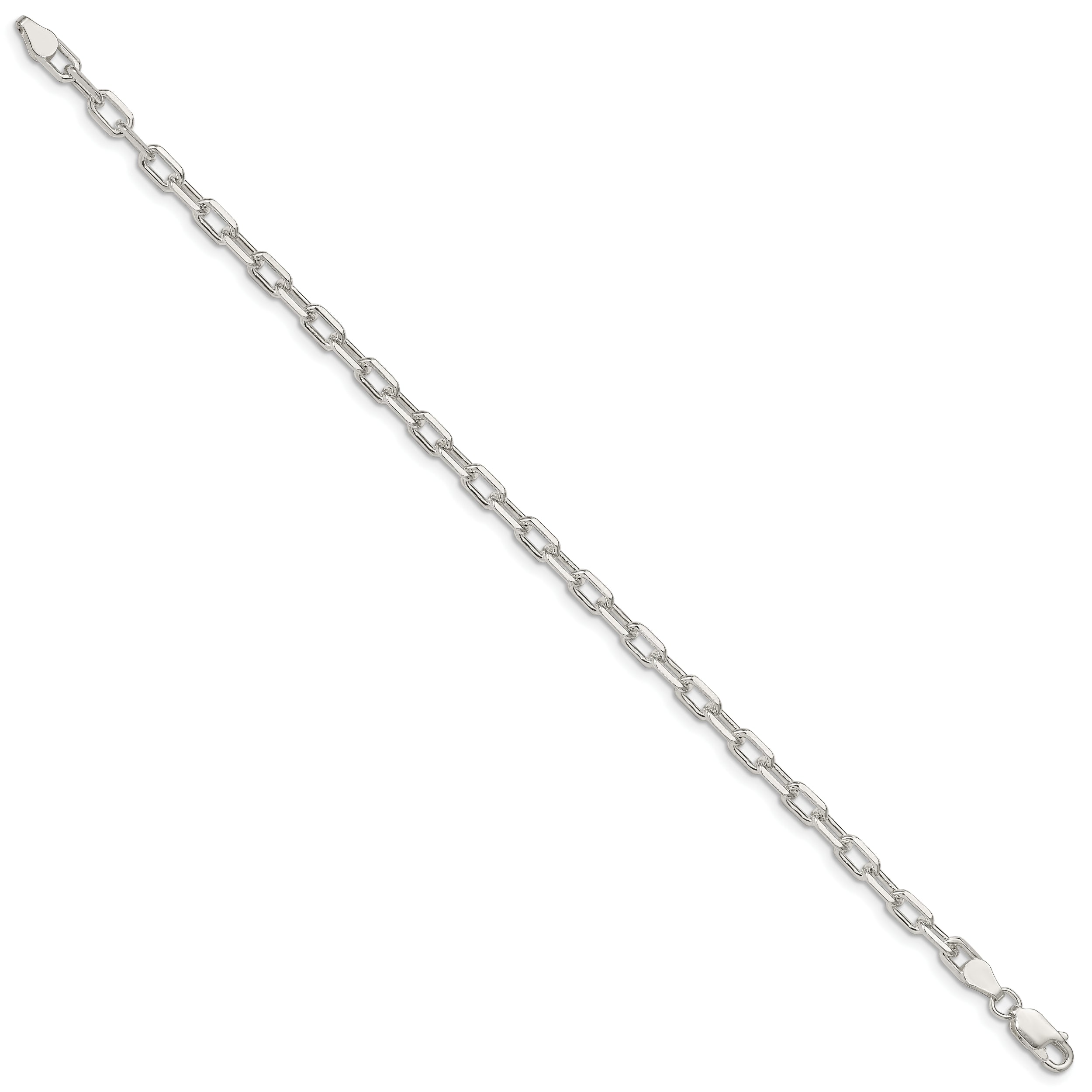 Sterling Silver 4.5mm Diamond-cut Long Link Cable Chain
