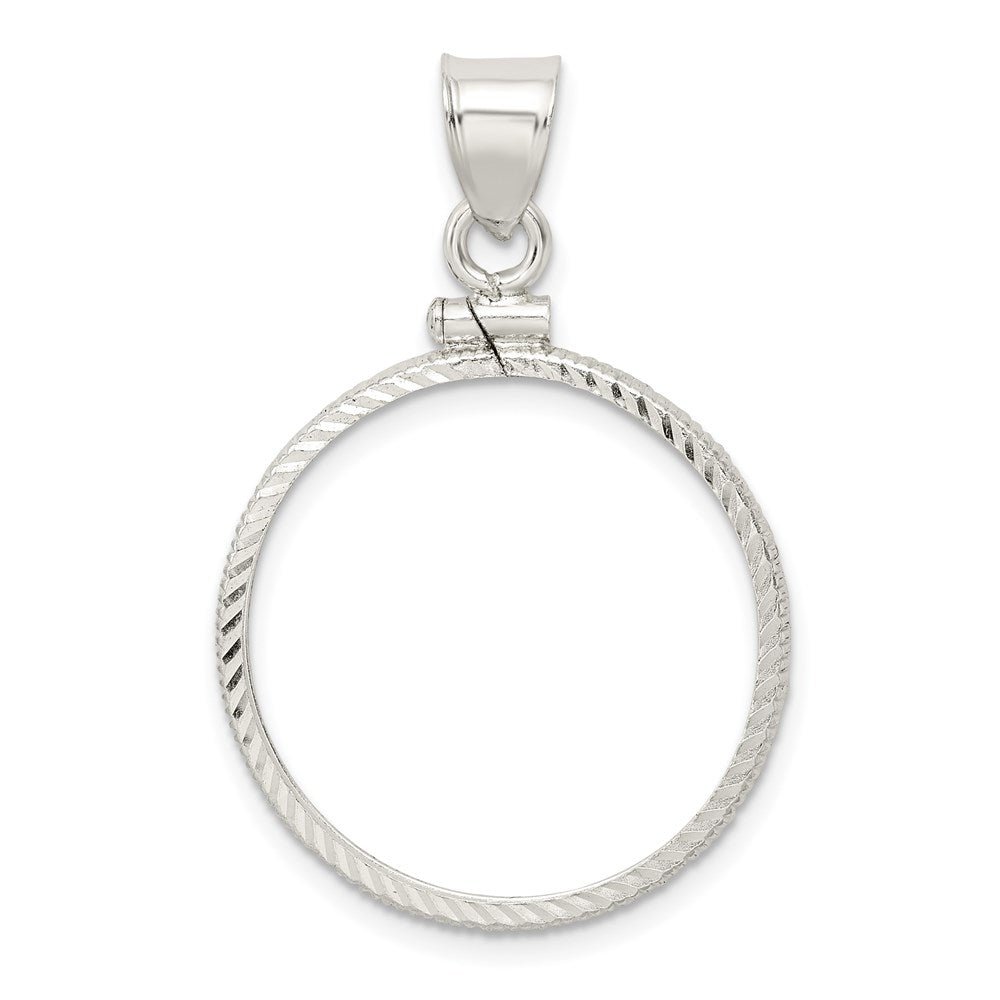 Wideband Distinguished Coin Jewelry Sterling Silver Polished and Diamond-cut 24.1 x 1.7mm $0.25 Screw Top Coin Bezel Pendant