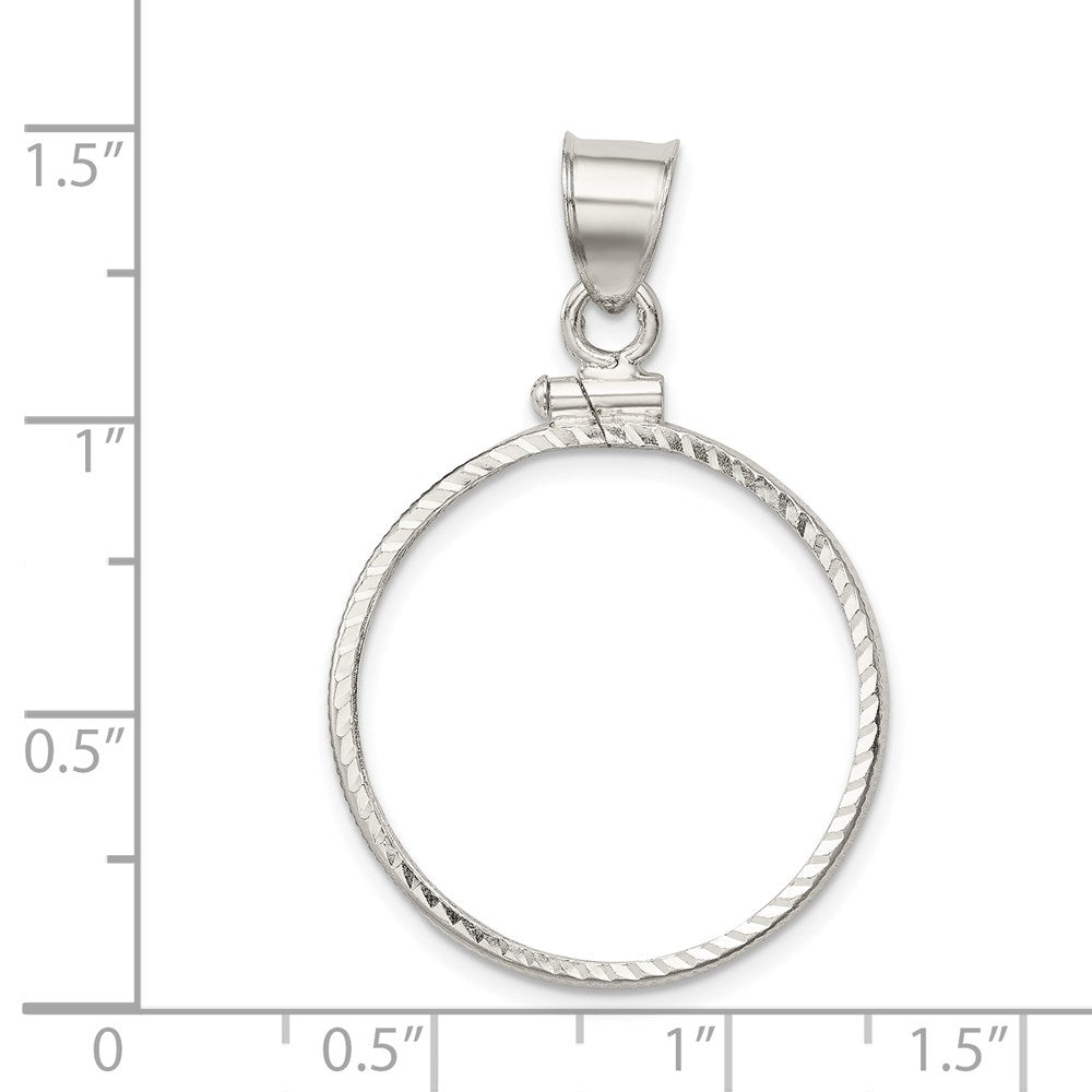 Wideband Distinguished Coin Jewelry Sterling Silver Polished and Diamond-cut 24.1 x 1.7mm $0.25 Screw Top Coin Bezel Pendant