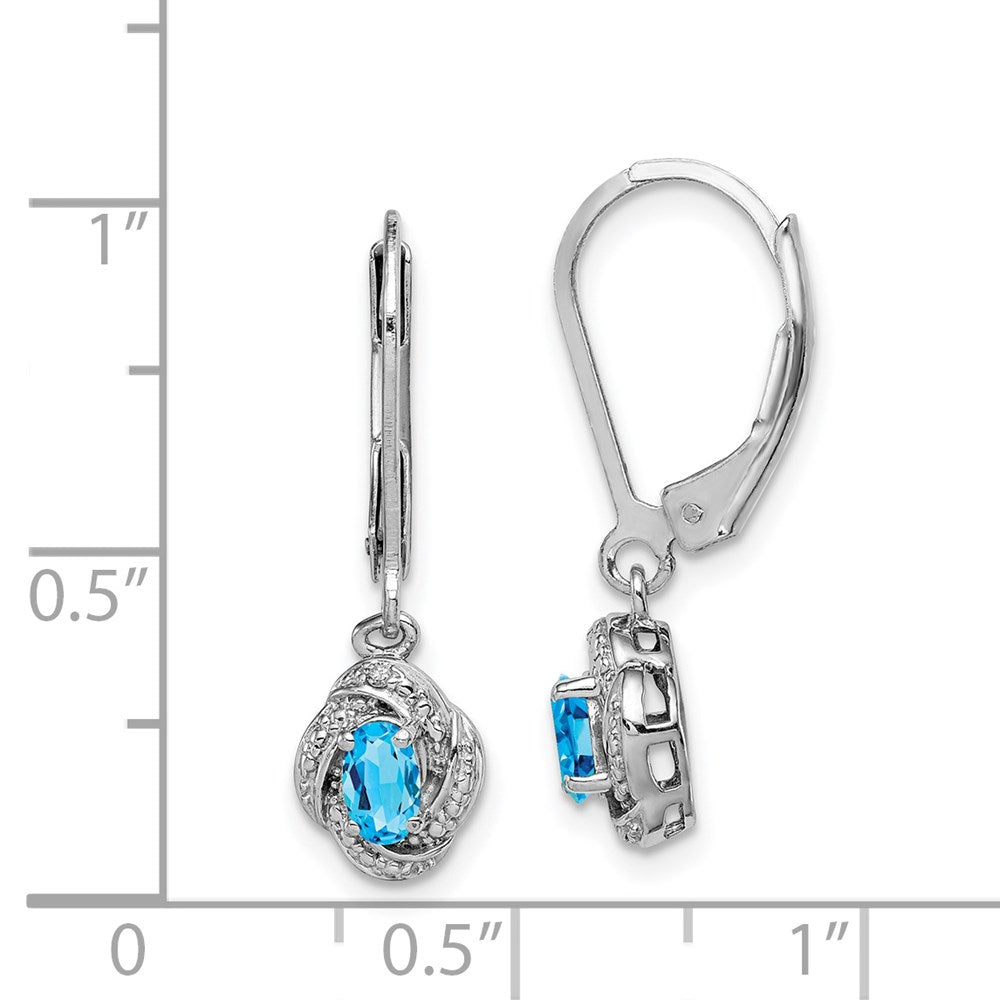 Sterling Silver Rhodium-plated Diam. & Blue Topaz Earrings