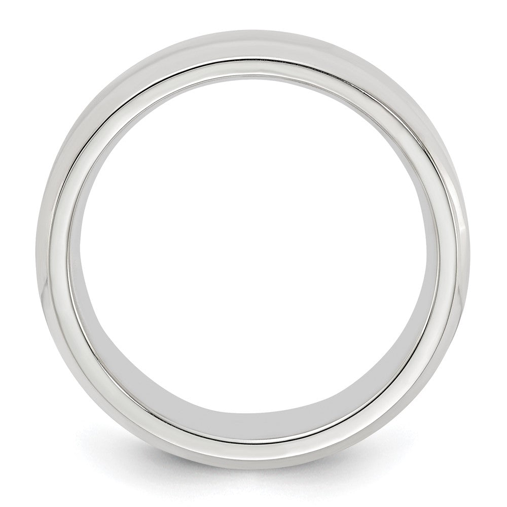 Sterling Silver Rhodium-plated 6mm Bevel Edge Size 11 Band