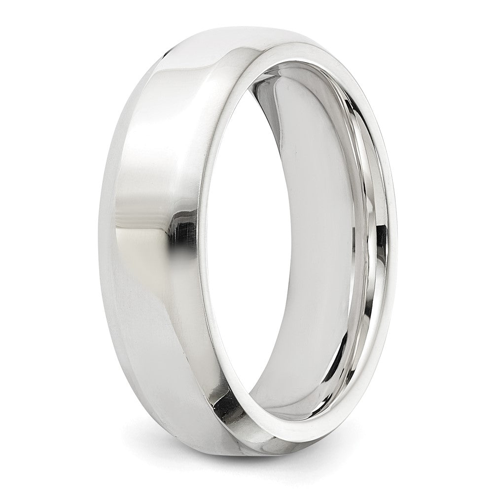 Sterling Silver Rhodium-plated 6mm Bevel Edge Size 11 Band