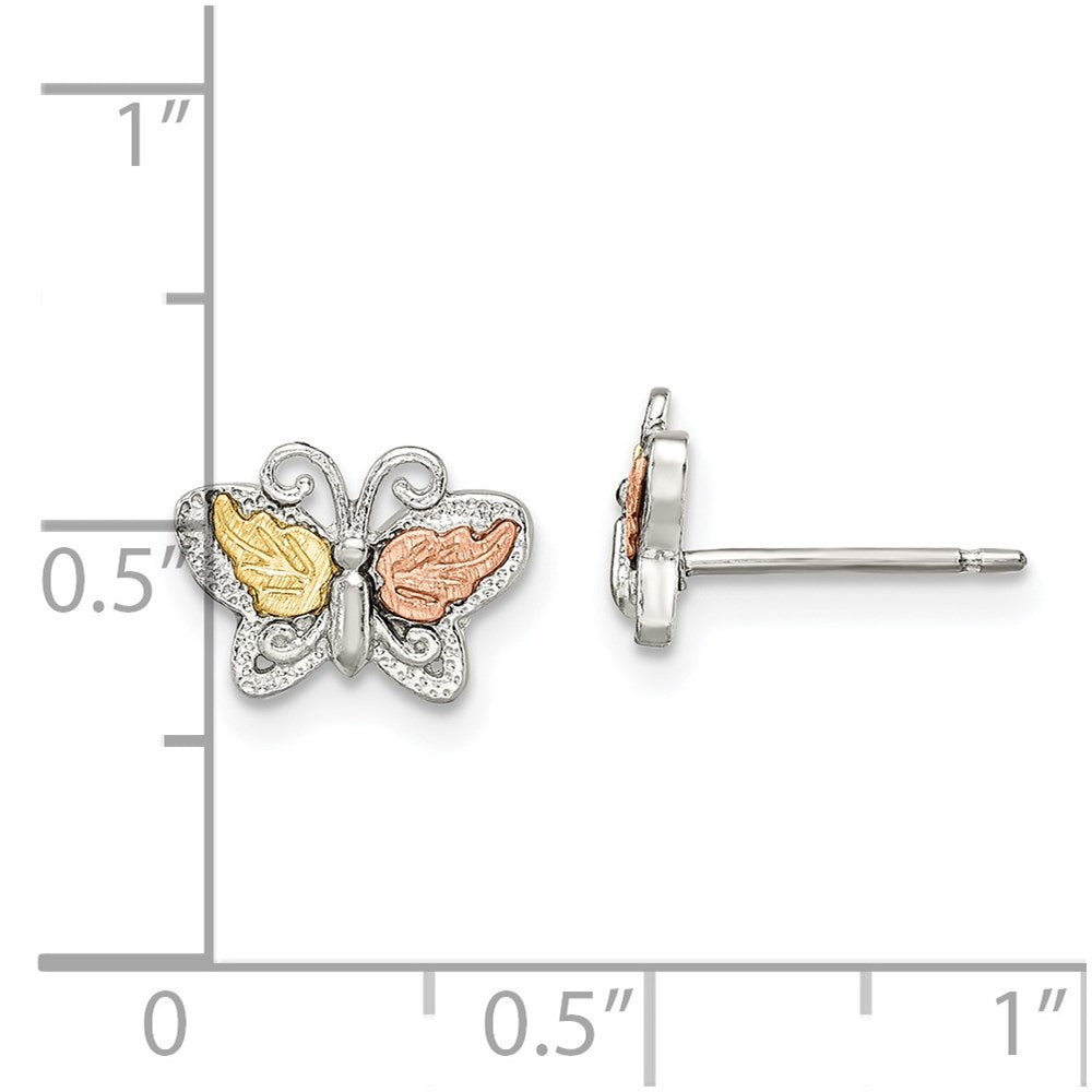 Landstrom's Mt. Rushmore Black Hills Sterling Silver 12K Gold Accents Butterfly Post Stud Earrings