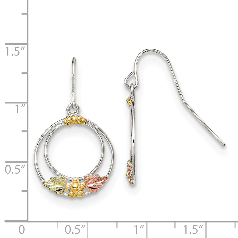 Landstrom's Mt. Rushmore Black Hills Sterling Silver 12K Gold Accents Shepherd Hook Dangle Earrings