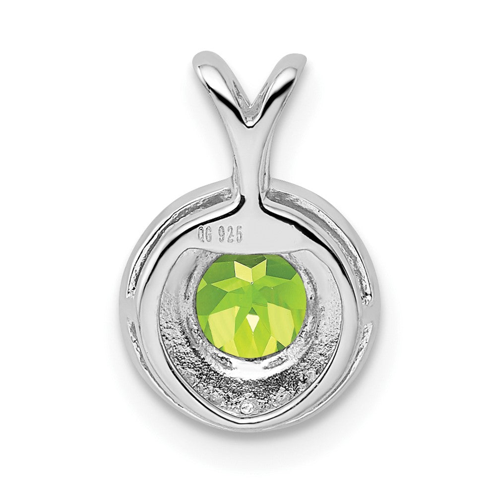 Sterling Silver Rhodium-plated Diam. & Peridot Pendant