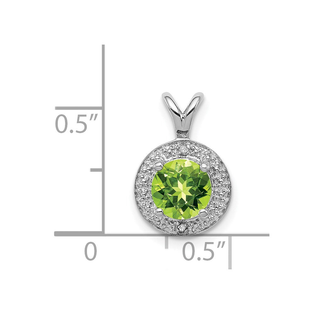 Sterling Silver Rhodium-plated Diam. & Peridot Pendant