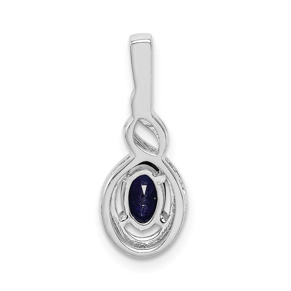 Sterling Silver Rhodium-plated Created Sapphire & Diam. Pendant