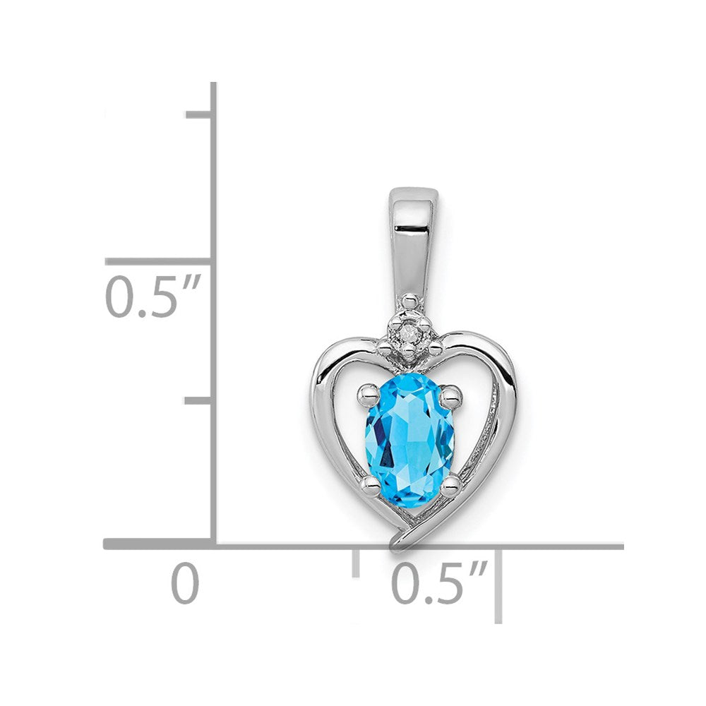 Sterling Silver Rhodium-plated Light Swiss Blue Topaz & Diam. Pendant