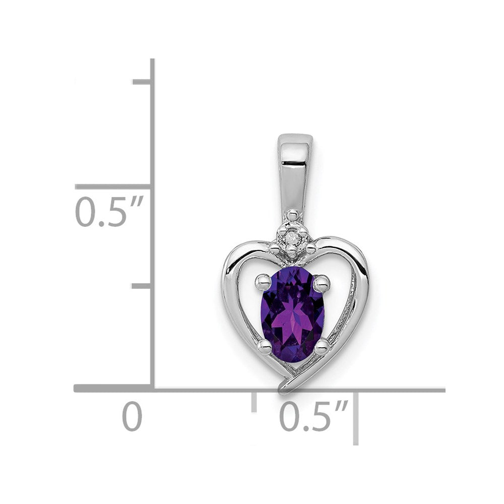 Sterling Silver Rhodium-plated Amethyst & Diam. Pendant