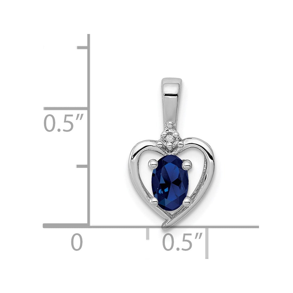 Sterling Silver Rhodium-plated Created Sapphire & Diam. Pendant
