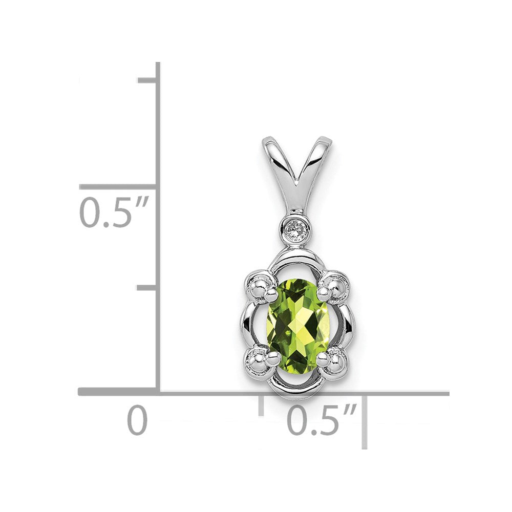Sterling Silver Rhodium-plated Peridot & Diam. Pendant
