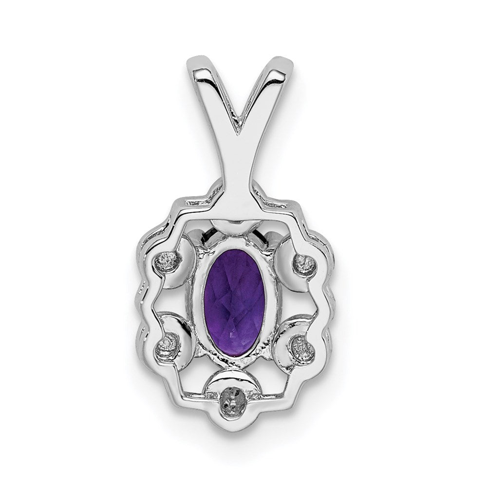Sterling Silver Rhodium-plated Amethyst & Diam. Pendant