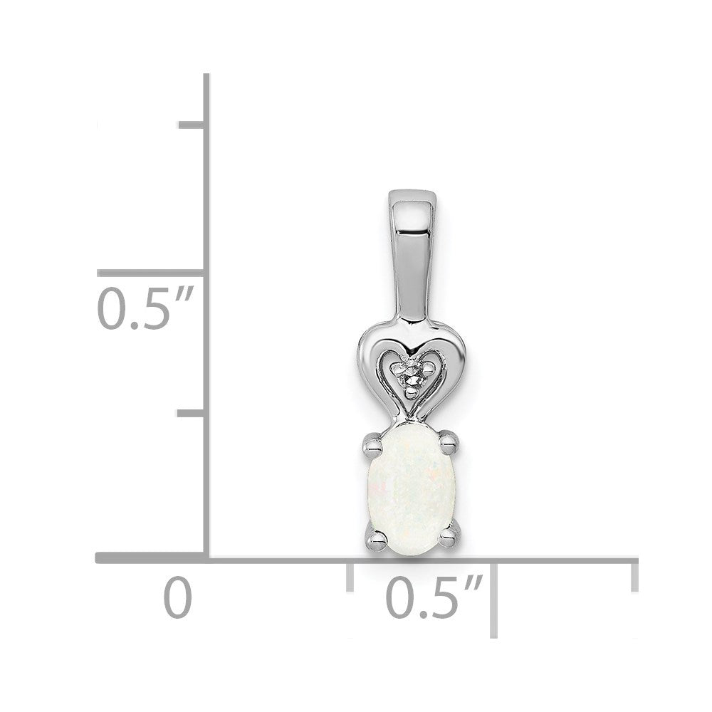 Sterling Silver Rhodium-plated Created Opal & Diam. Pendant