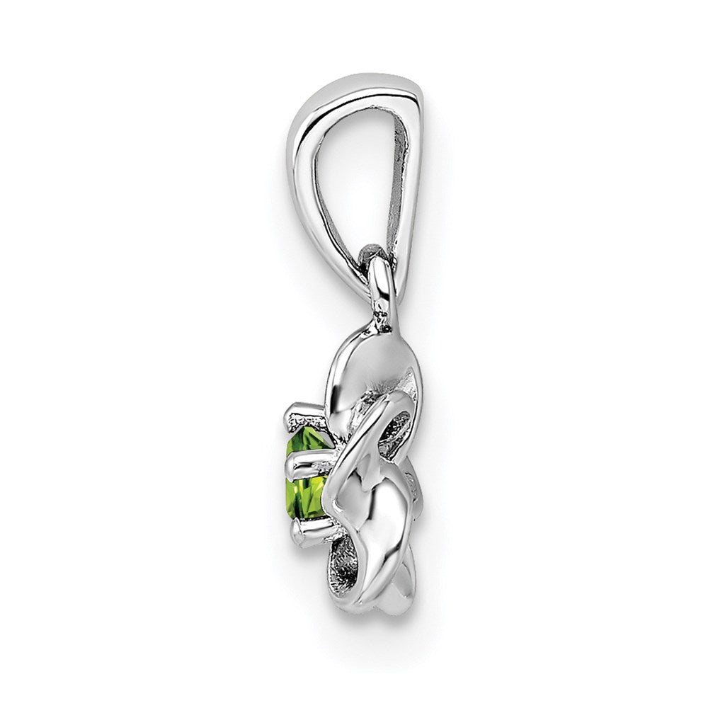 Sterling Silver Rhodium-plated Floral Peridot Pendant