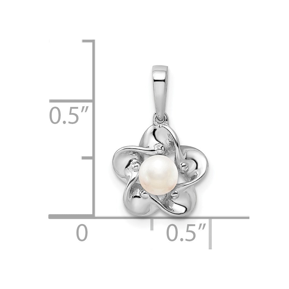 Sterling Silver Rhodium-plated Floral FWC Pearl Pendant