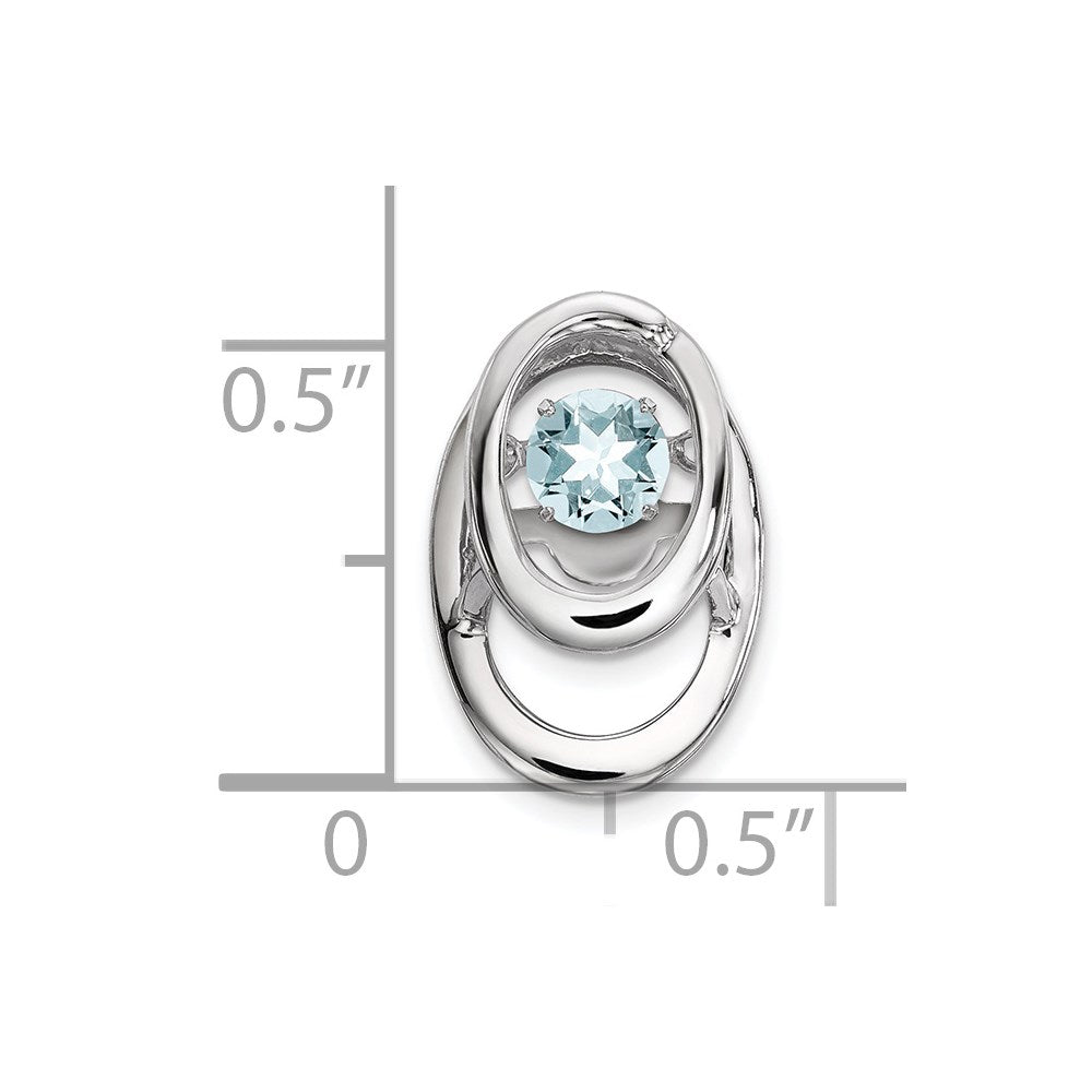 Sterling Silver Rhodium Aquamarine Birthstone Vibrant Chain Slide