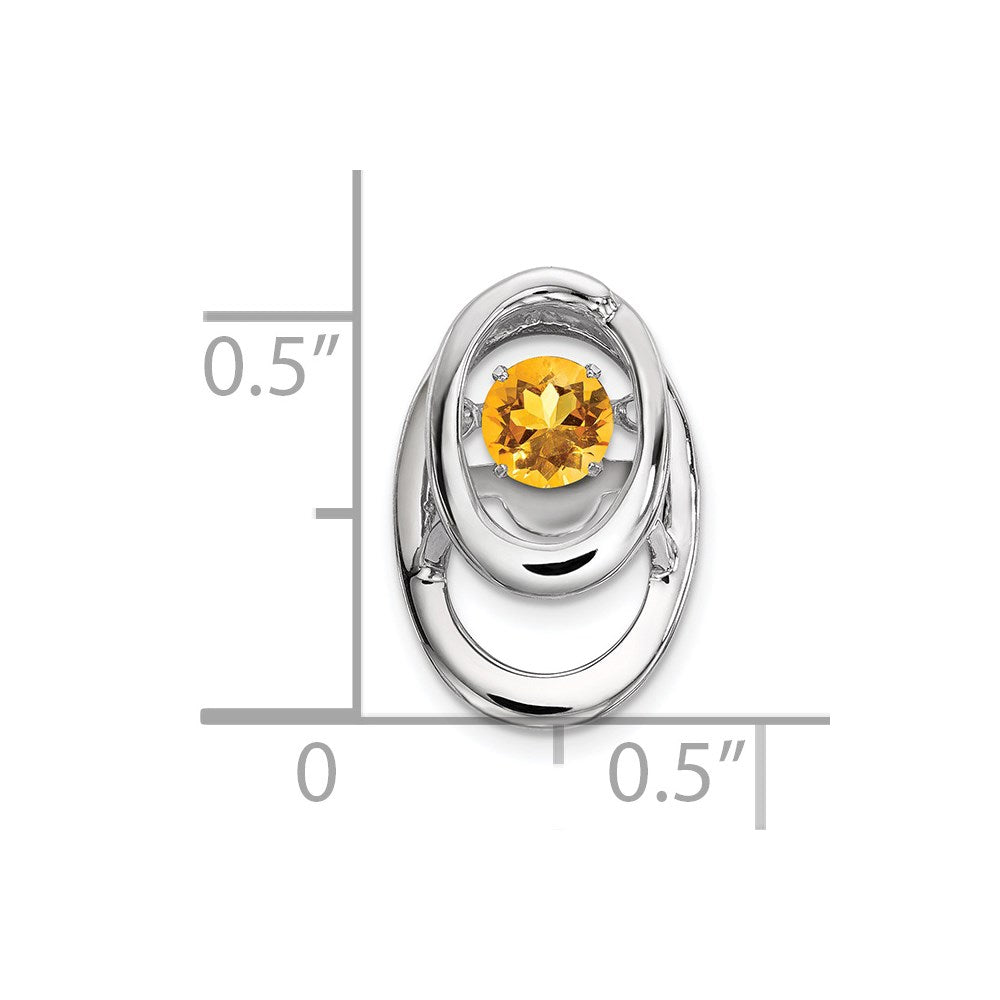 Sterling Silver Rhodium Citrine Birthstone Vibrant Chain Slide