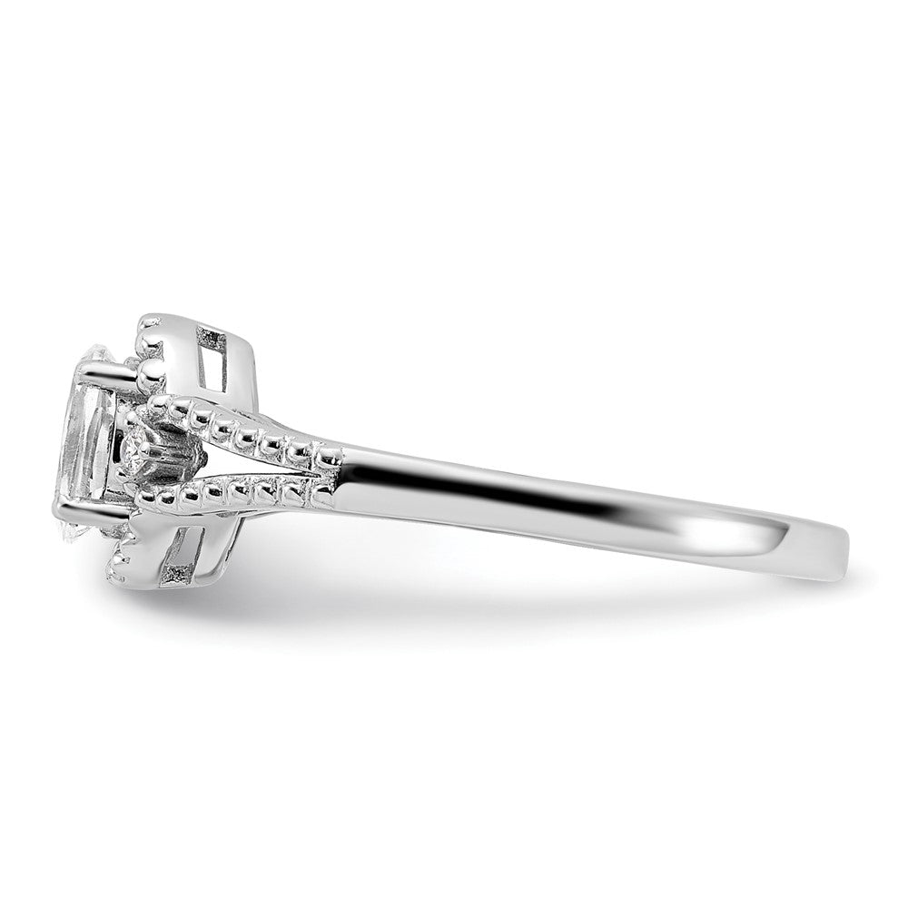 Sterling Silver Rhodium-plated White Topaz & Diam. Ring