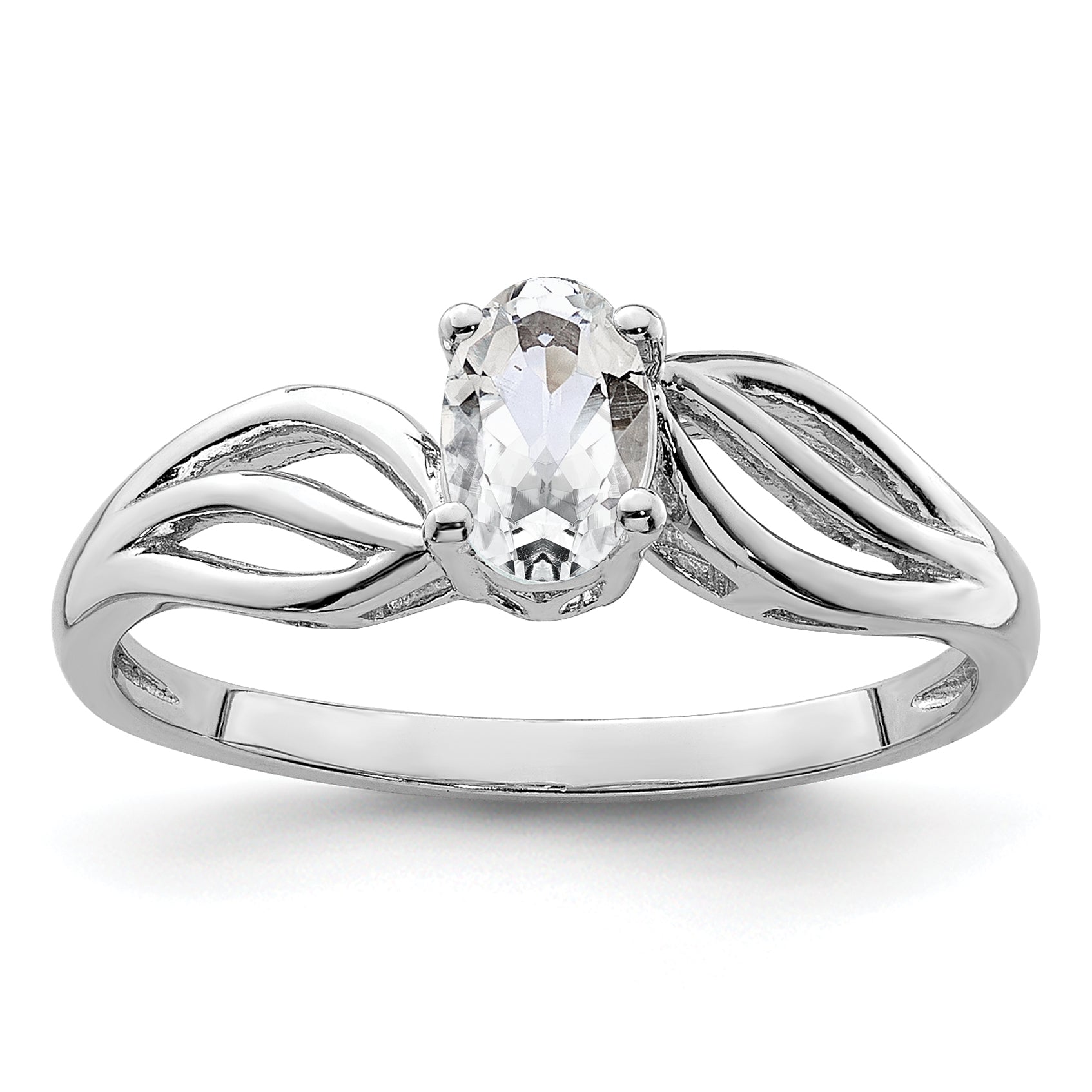Sterling Silver Rhodium-plated White Topaz Ring