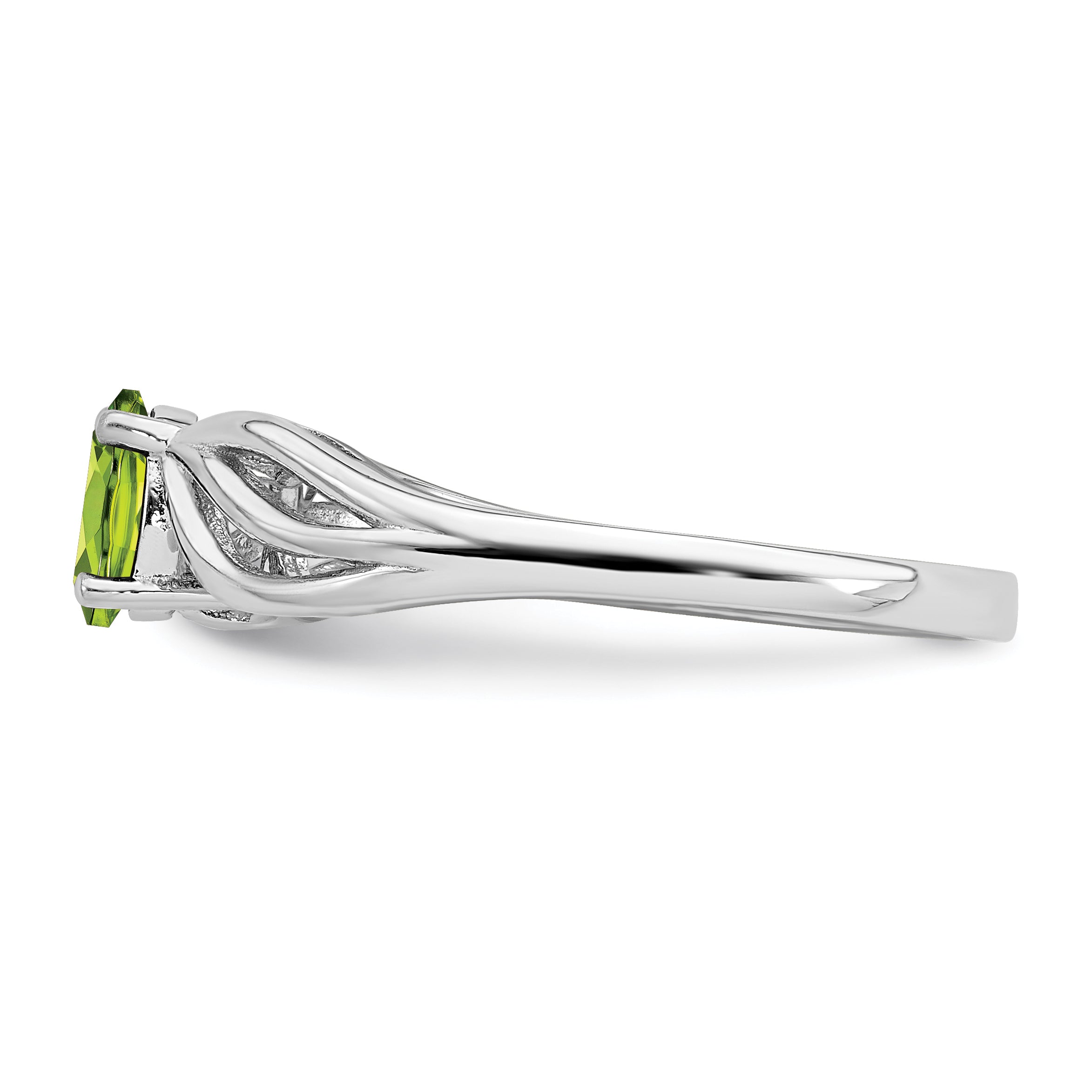 Sterling Silver Rhodium-plated Peridot Ring
