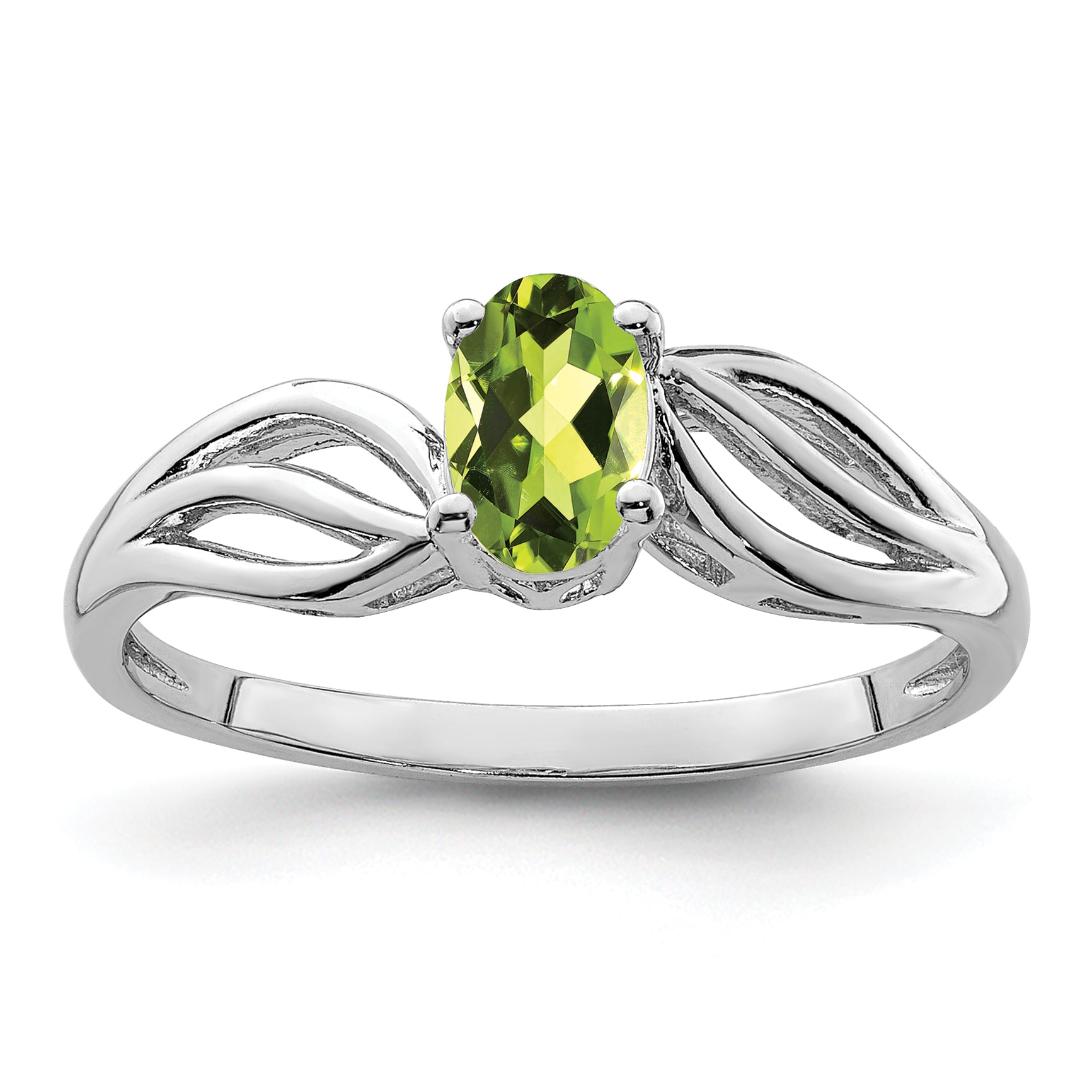 Sterling Silver Rhodium-plated Peridot Ring