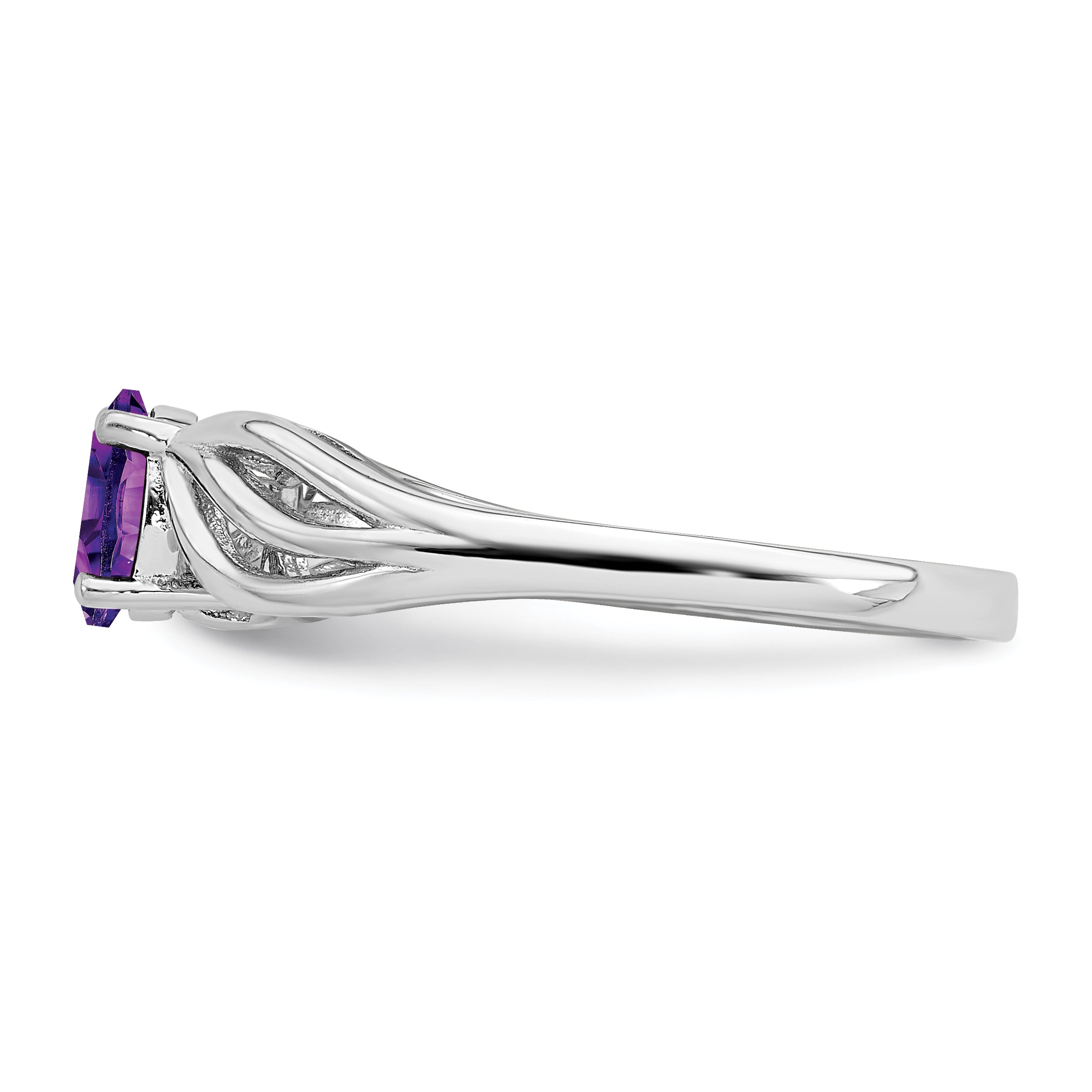 Sterling Silver Rhodium-plated Amethyst Ring