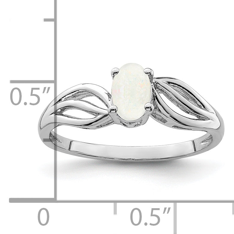 Sterling Silver Rhodium-plated Created Opal Ring