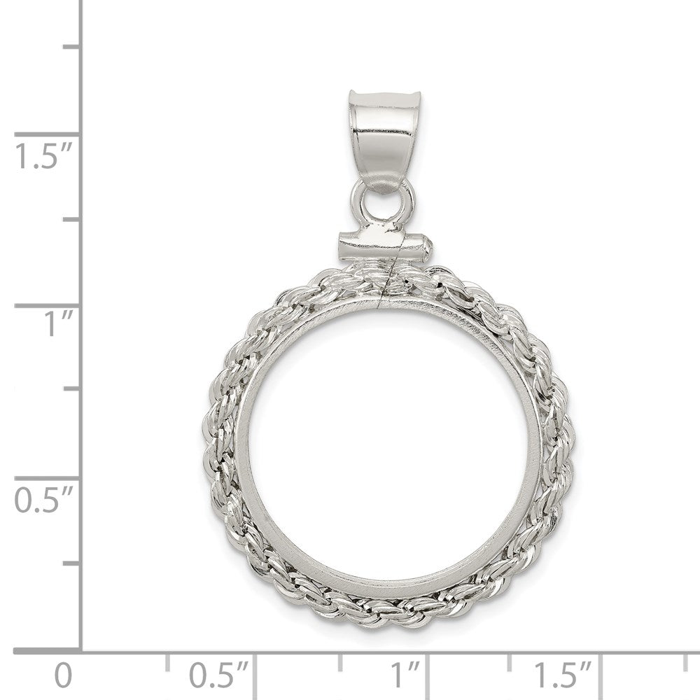 Wideband Distinguished Coin Jewelry Sterling Silver Polished Rope 21.1 x 2.0mm $0.05 Screw Top Coin Bezel Pendant