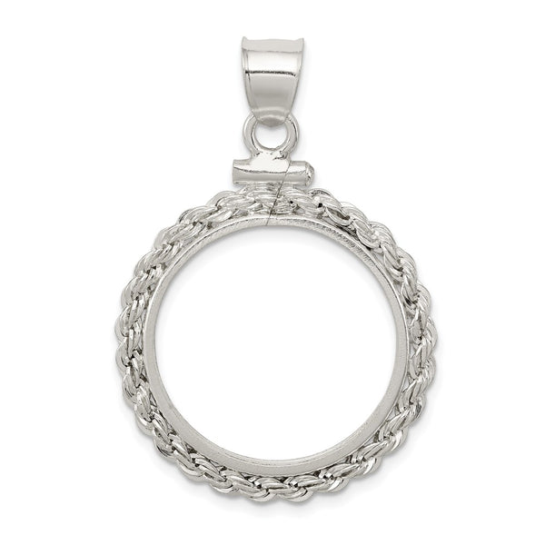 Wideband Distinguished Coin Jewelry Sterling Silver Polished Rope 21.1 x 2.0mm $0.05 Screw Top Coin Bezel Pendant