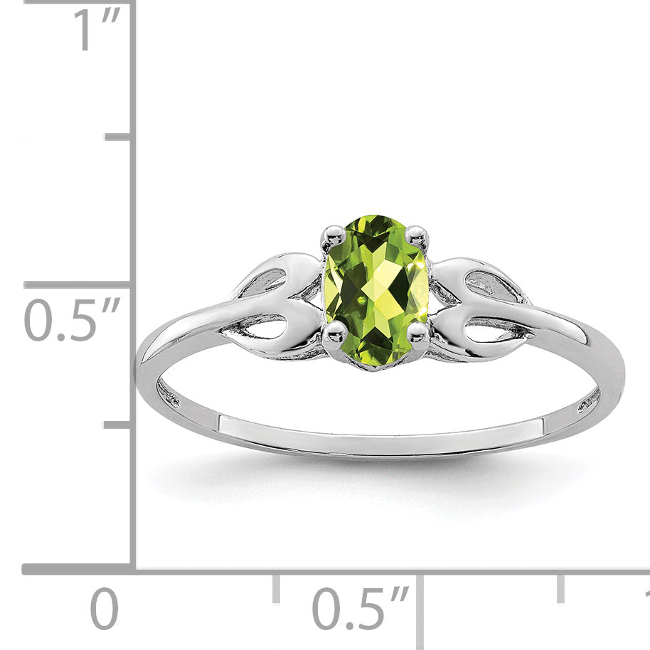 Sterling Silver Rhodium-plated Peridot Ring