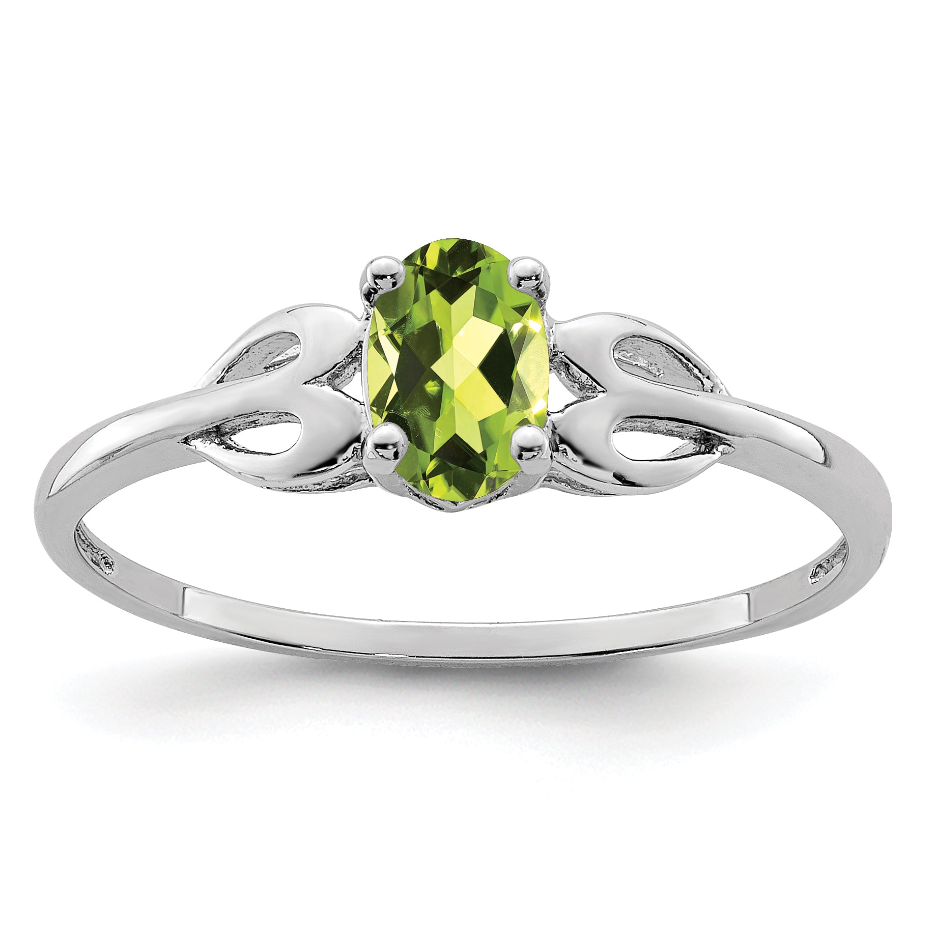 Sterling Silver Rhodium-plated Peridot Ring