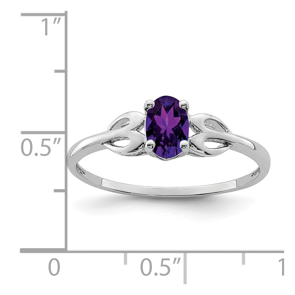 Sterling Silver Rhodium-plated Amethyst Ring