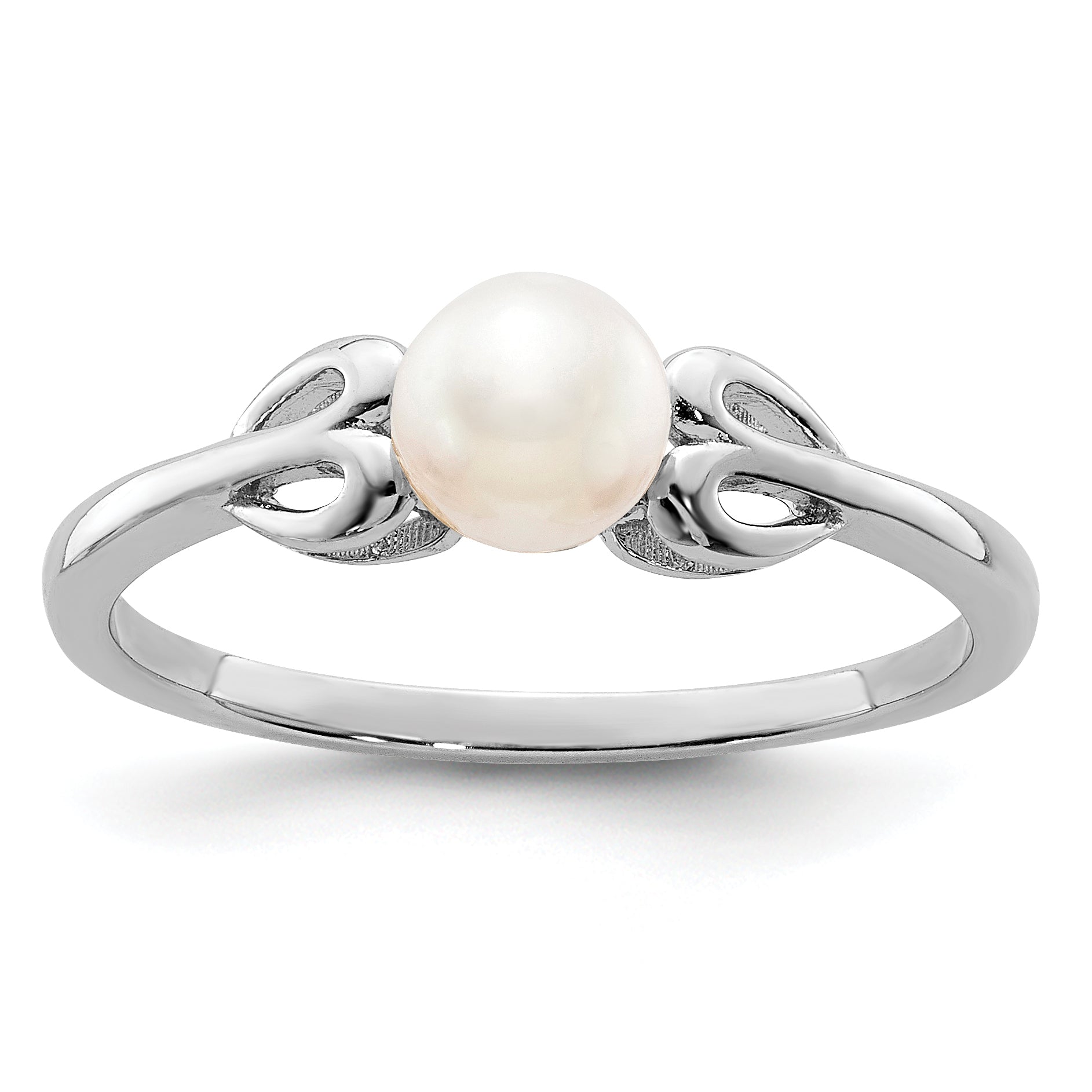Sterling Silver Rhodium-plated FW Cultured Pearl Ring