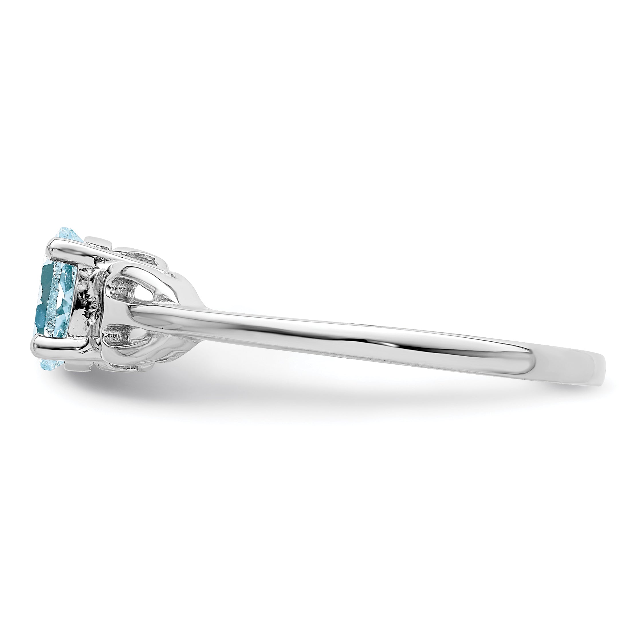 Sterling Silver Rhodium-plated Aquamarine Ring