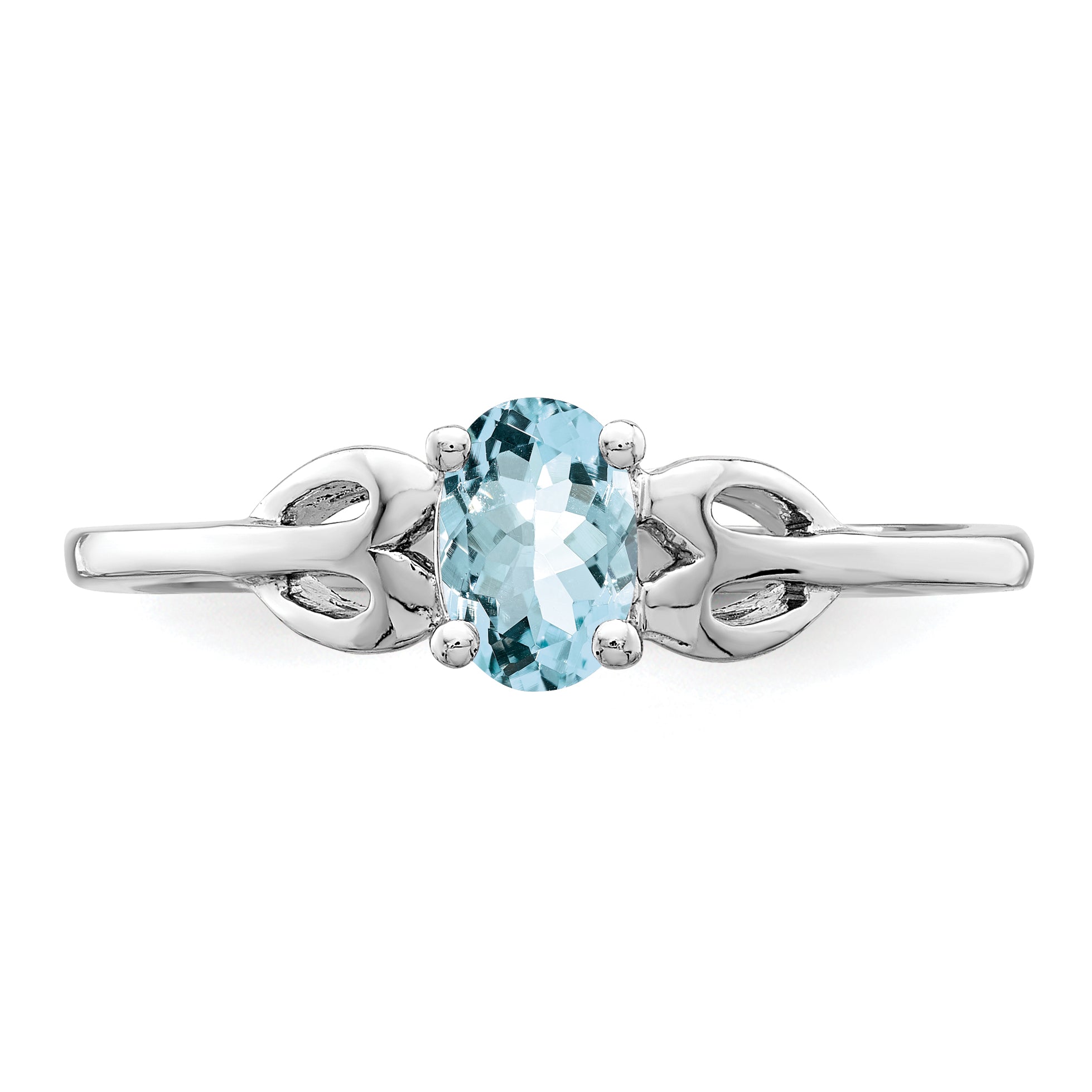 Sterling Silver Rhodium-plated Aquamarine Ring