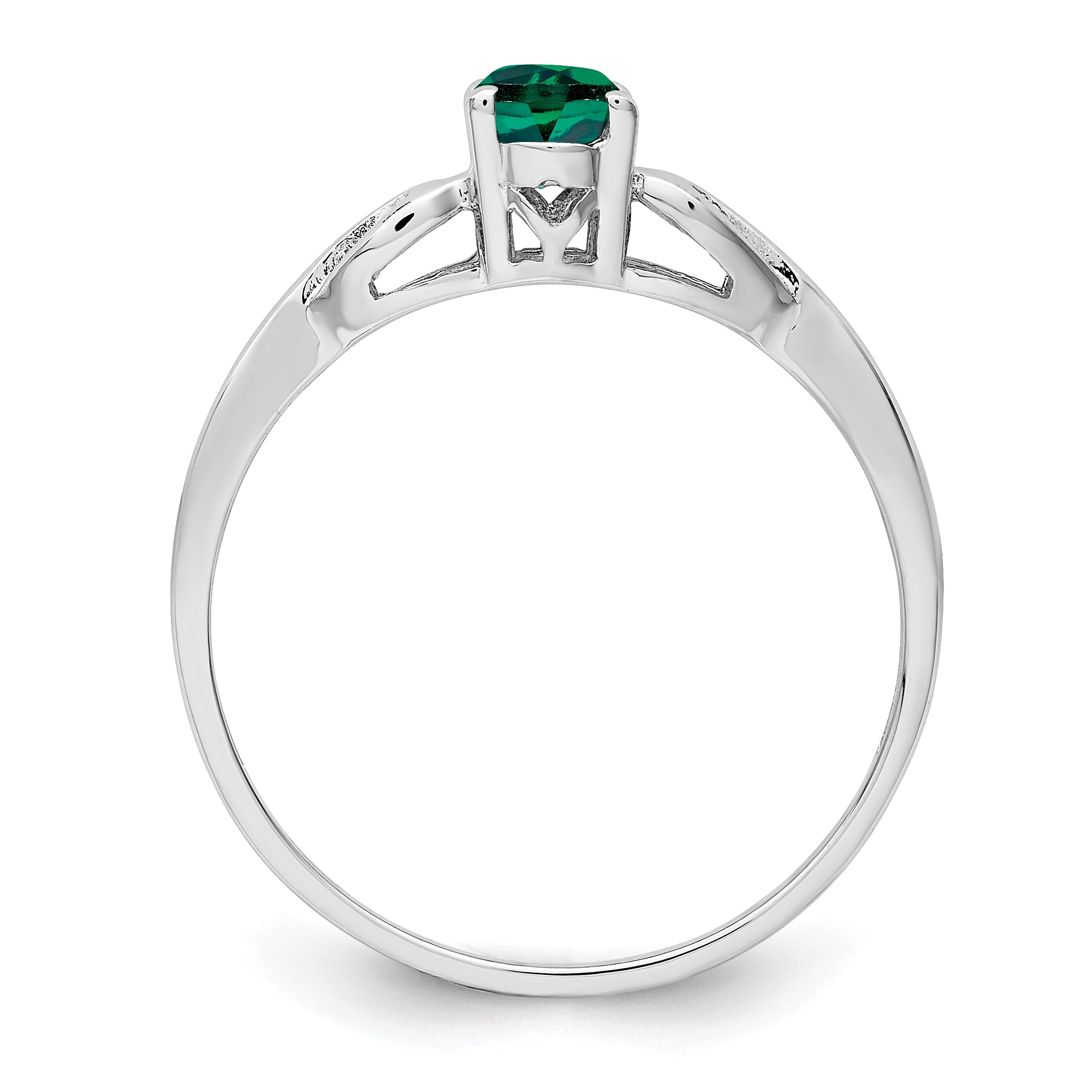 Sterling Silver Rhodium-plated Created Emerald Ring