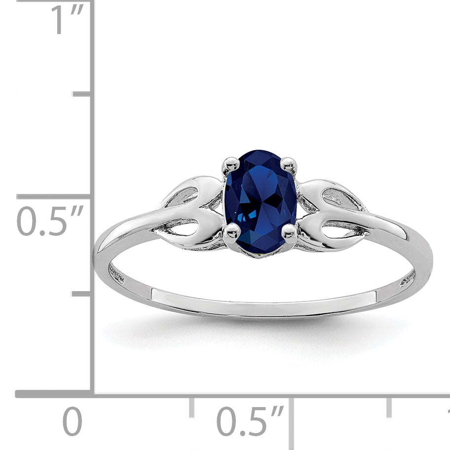 Sterling Silver Rhodium-plated Created Sapphire Ring