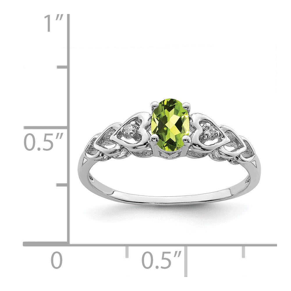 Sterling Silver Rhodium-plated Peridot & Diam. Ring
