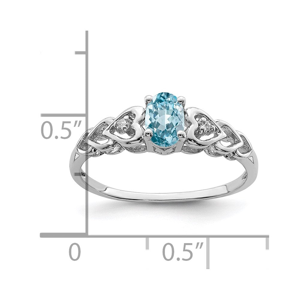Sterling Silver Rhodium-plated Swiss Blue Topaz & Diam. Ring