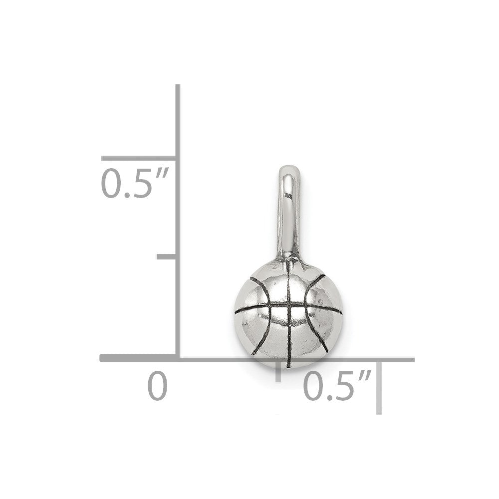 Sterling Silver Antiqued Basketball Charm