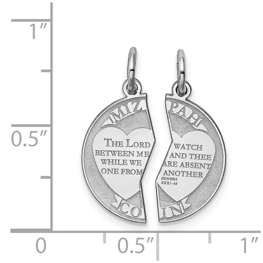 Sterling Silver Rhodium-plated Breakapart Mizpah Charm