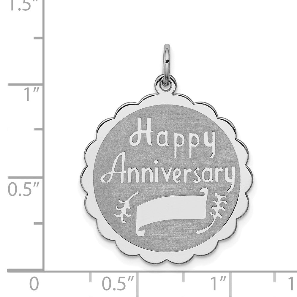 Sterling Silver Rhodium-plated Happy Anniversary Disc Charm
