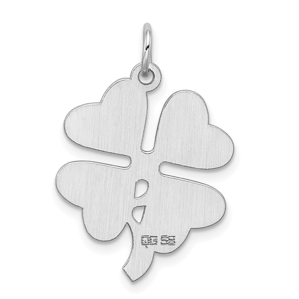 Sterling Silver Rhodium-plated 4-leaf Clover Polished Disc Charm