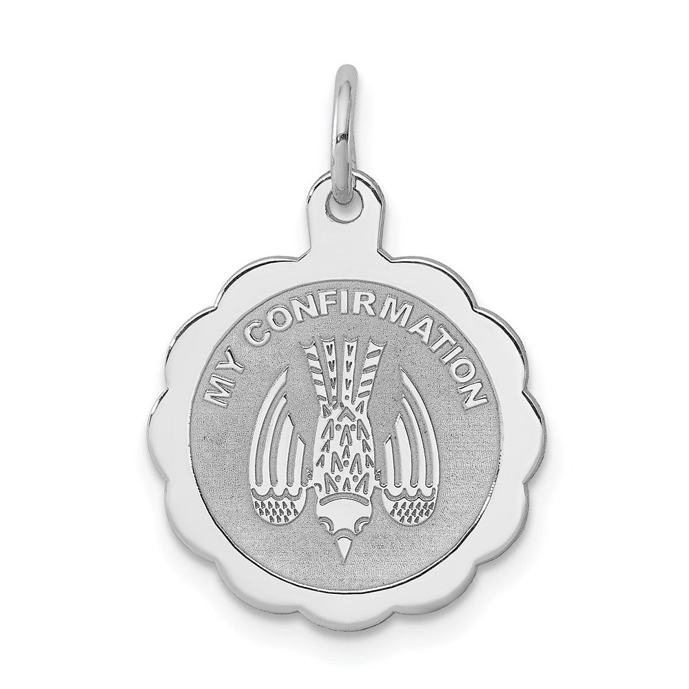 Sterling Silver Rhodium-plated My Confirmation Disc Charm