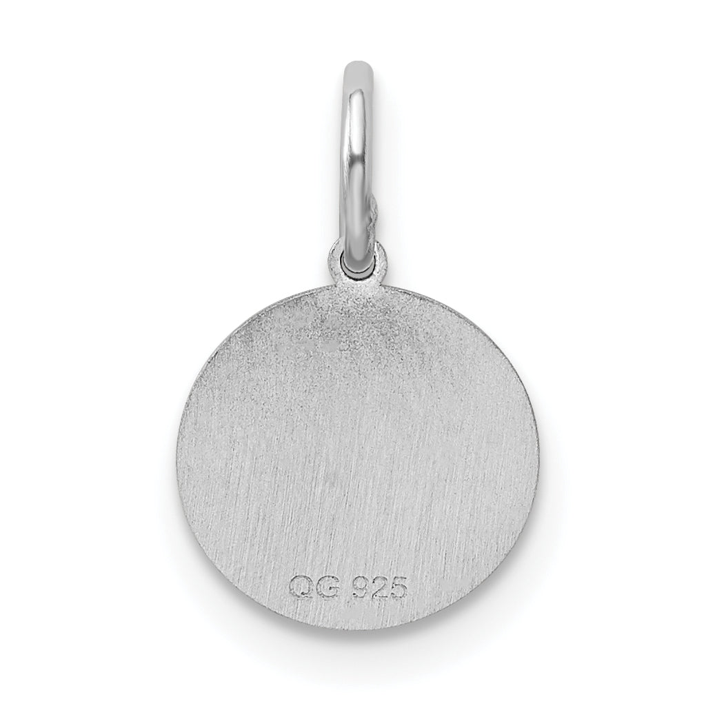 Sterling Silver Rhodium-plated Baptism Disc Charm