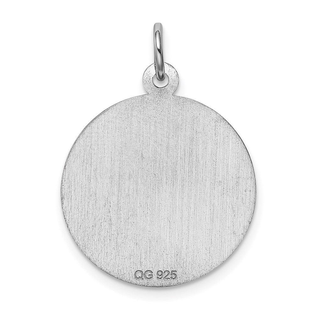 Sterling Silver Rhodium-plated Cross Disc Charm